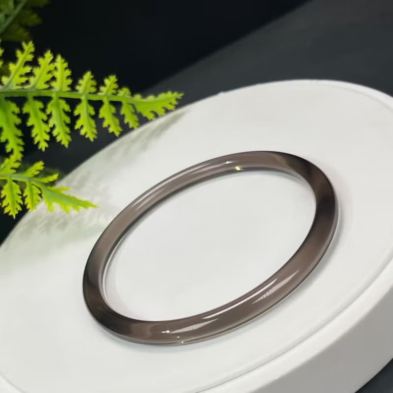 高品質 玻璃體茶晶手鐲 63MM 冰透仙女條煙晶手環 專注淨化氣場