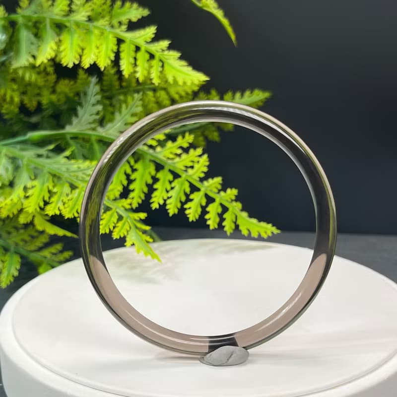 高品質 玻璃體茶晶手鐲 63MM 冰透仙女條煙晶手環 專注淨化氣場