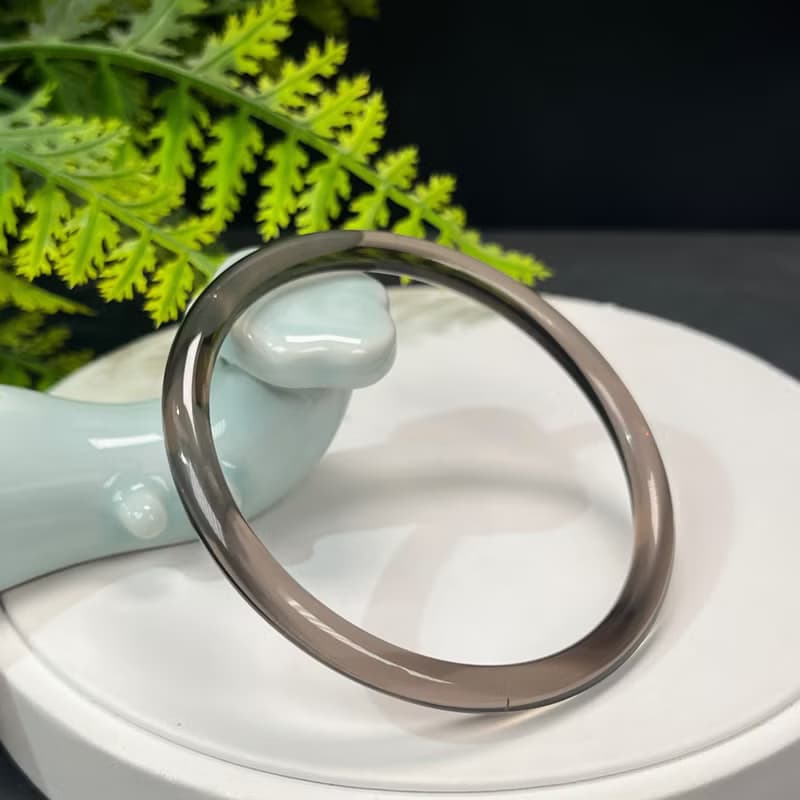 高品質 玻璃體茶晶手鐲 63MM 冰透仙女條煙晶手環 專注淨化氣場