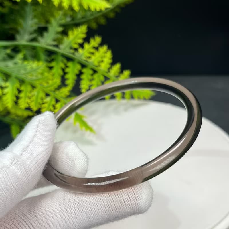 高品質 玻璃體茶晶手鐲 63MM 冰透仙女條煙晶手環 專注淨化氣場