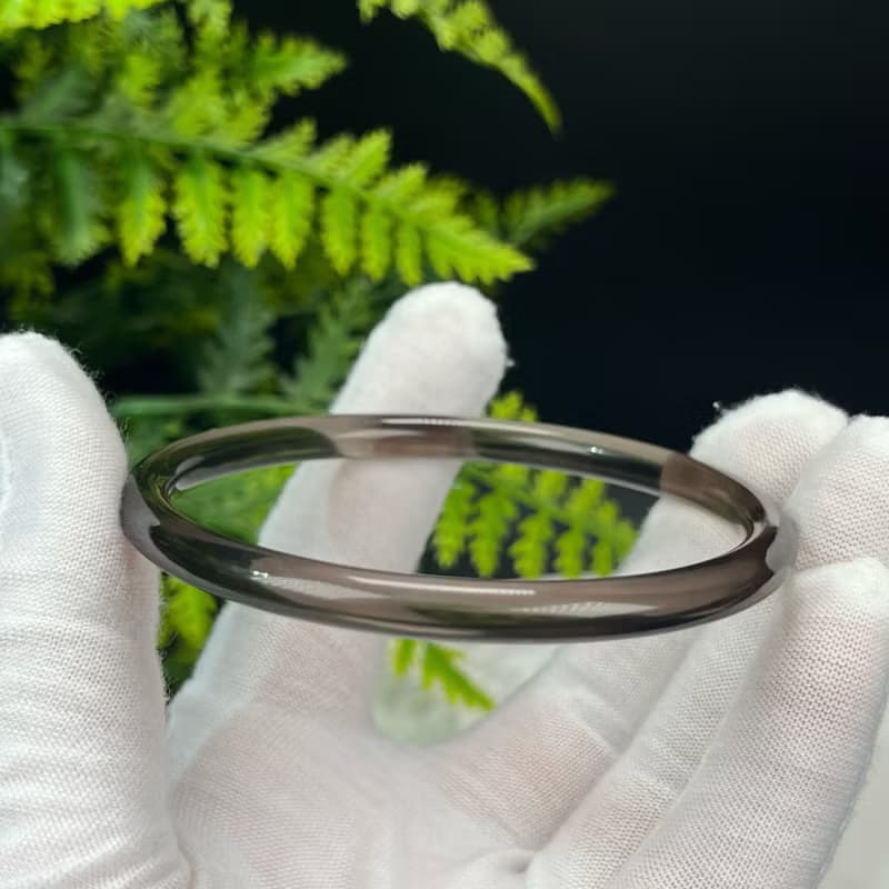 高品質 玻璃體茶晶手鐲 63MM 冰透仙女條煙晶手環 專注淨化氣場