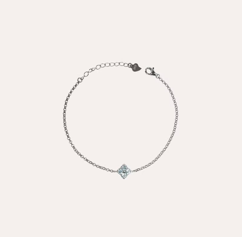 安珠 托帕石 藍色 圓形 3mm 手鍊 和諧系列 Blossom B 寶石銀飾