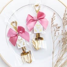 /精巧包裝/金色鏟子造型不鏽鋼叉子湯匙組-燙金ThankYou吊牌-禮物