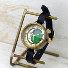 手作り腕時計 CrescentMoon4-MB 三日月グリーン文字盤 ブレスレット風  (366CM4GR)