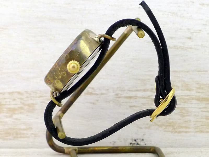 手作り腕時計 CrescentMoon4-MB 三日月グリーン文字盤 ブレスレット風  (366CM4GR)