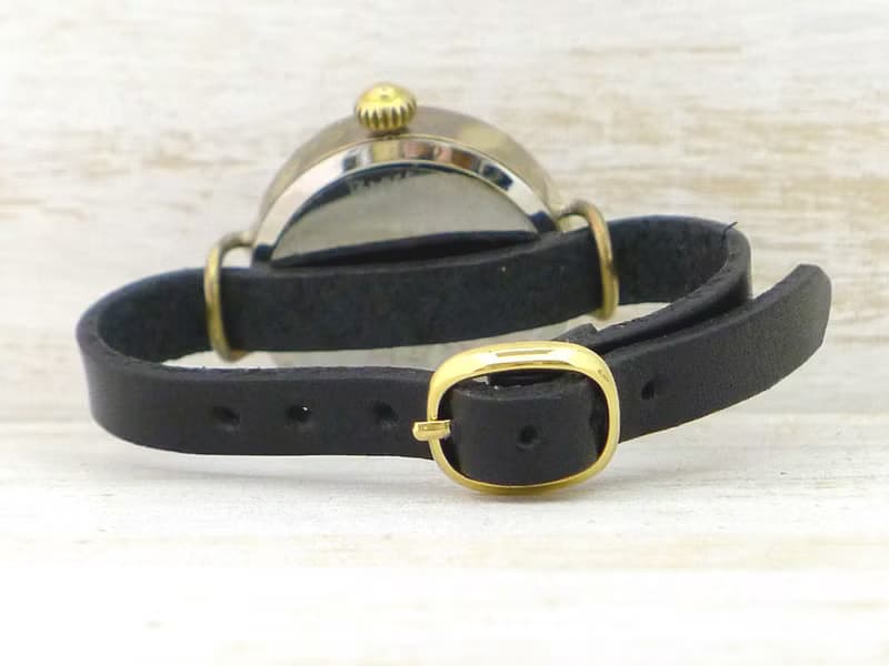 手作り腕時計 CrescentMoon4-MB 三日月グリーン文字盤 ブレスレット風  (366CM4GR)