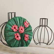 Flowering cactus from decorative plaster, wall decorative panel, sculpture art