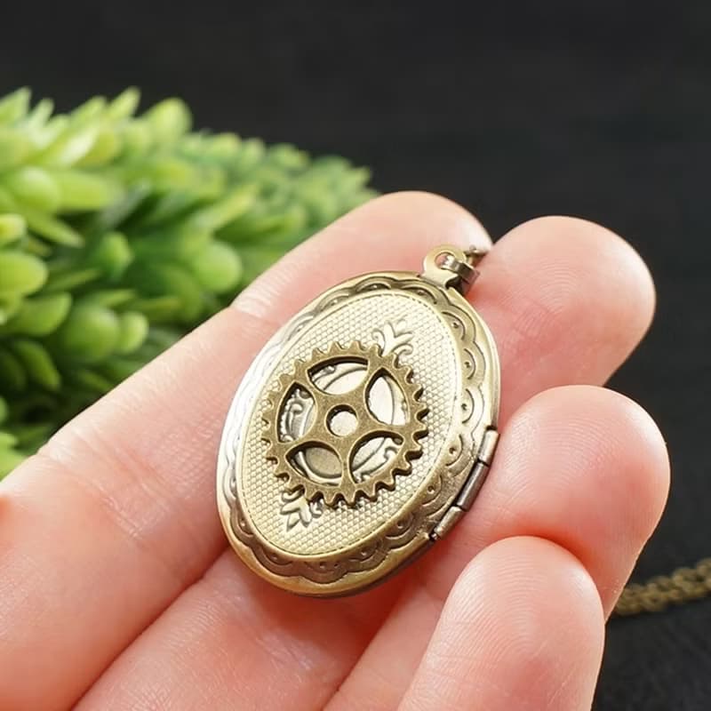 Steampunk Locket Necklace Watch Parts Mechanism Gears Pendant Necklace Jewelry