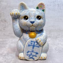 【銀藤守安】日本清水燒招財貓 | 花結晶 銀藤 平安  右