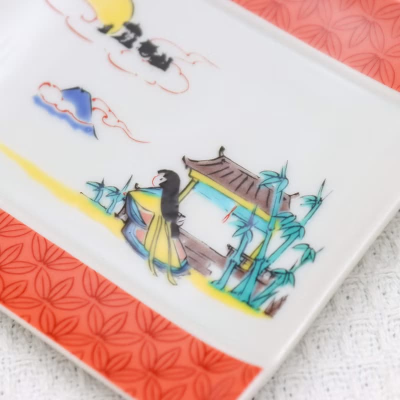 【九谷燒】青郊窯神話故事方盤-輝夜姬