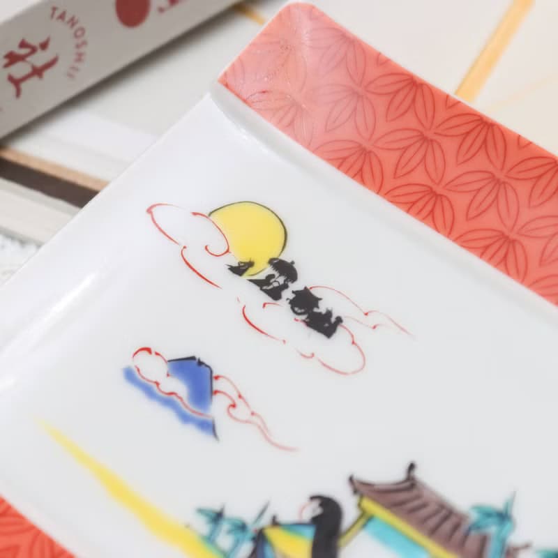 【九谷燒】青郊窯神話故事方盤-輝夜姬