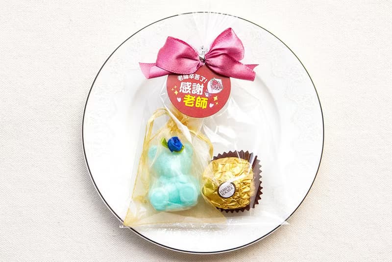 教師節禮物 贈品 泰迪熊香皂+金莎巧克力小禮物包 (滿百份免費印)