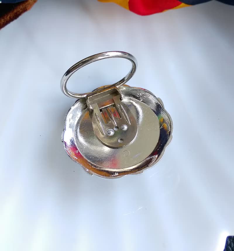 【西洋古董飾品】銀色調 旋轉 雪絨花 花卉 圍巾夾 絲巾扣 絲巾夾