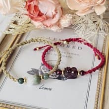 森焰-蠟線貔貅手鍊-水晶蠟線/綠幽靈聚寶盆貔貅/紅石榴貔貅/招財