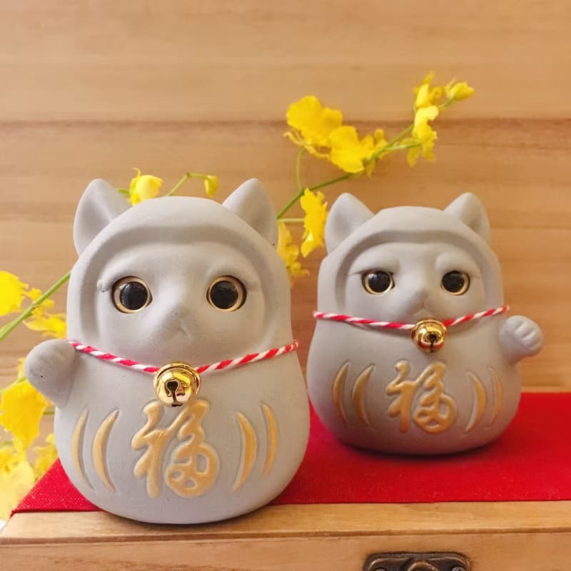 【快速出貨】達摩招財貓 泥有錢 水泥 擴香石 交換禮物