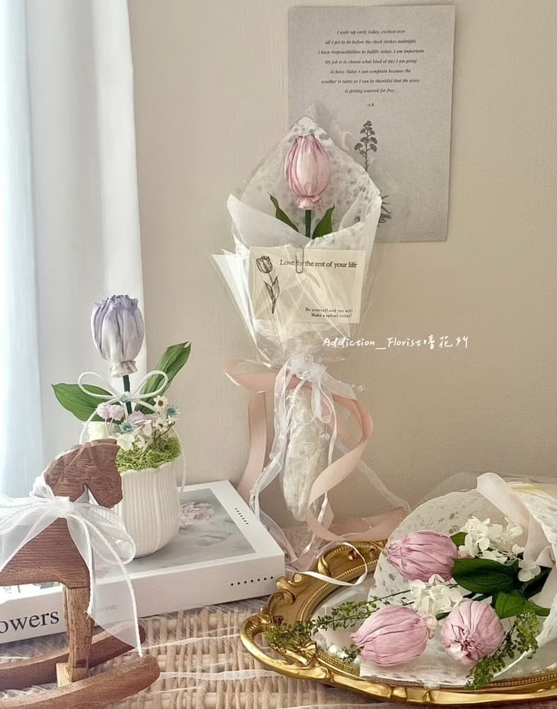 嗜花所 鬱金香乾燥花束 情人節花束 乾燥花束 擴香花束