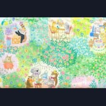 袋物系列-日本限量設計師布動物聚餐款L型拉鍊袋鋪棉-電子保護套