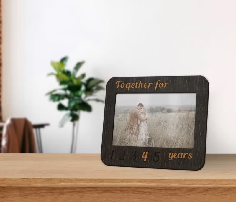 Wooden anniversary picture frame Together for 5 years sign Puzzle photo frame