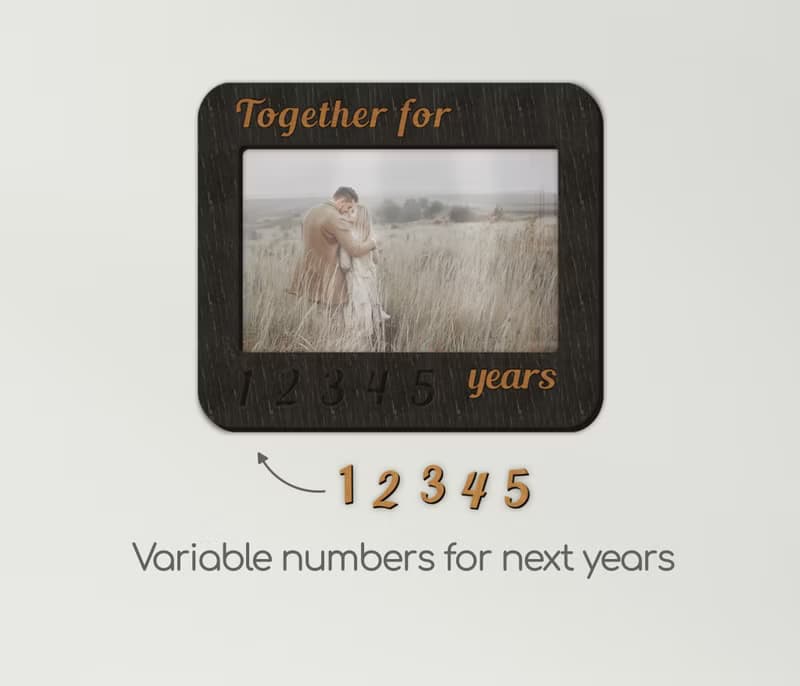 Wooden anniversary picture frame Together for 5 years sign Puzzle photo frame
