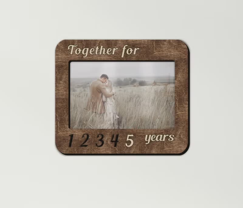 Wooden anniversary picture frame Together for 5 years sign Puzzle photo frame