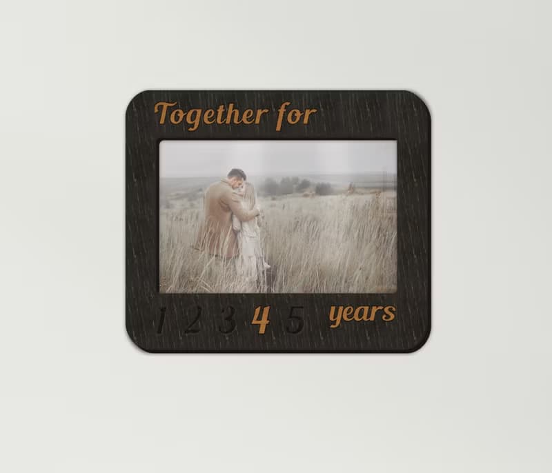 Wooden anniversary picture frame Together for 5 years sign Puzzle photo frame