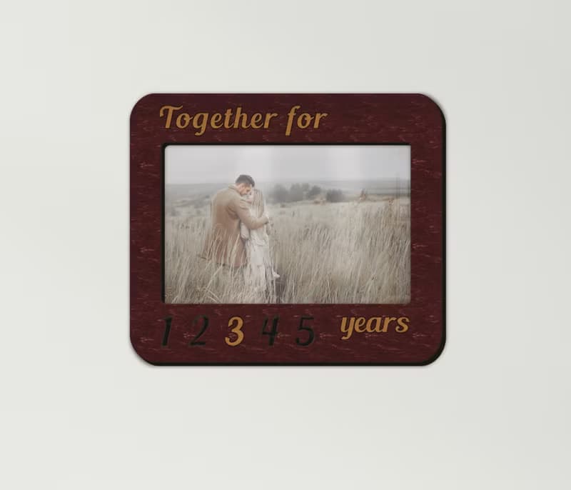 Wooden anniversary picture frame Together for 5 years sign Puzzle photo frame