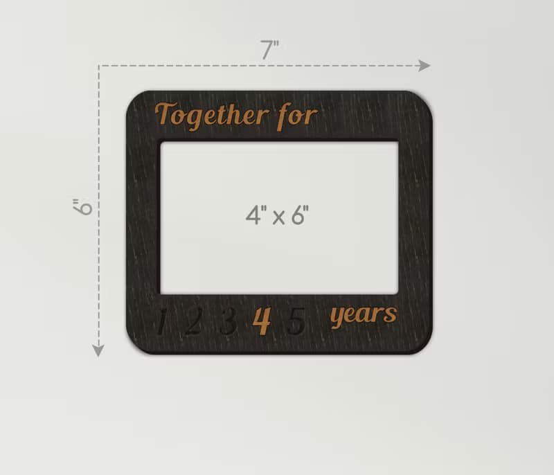 Wooden anniversary picture frame Together for 5 years sign Puzzle photo frame