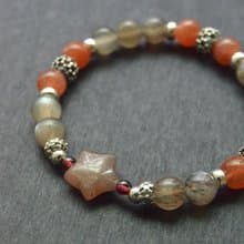 【春日和煦】－黑太陽 橘太陽 太陽石星星純銀手鍊
