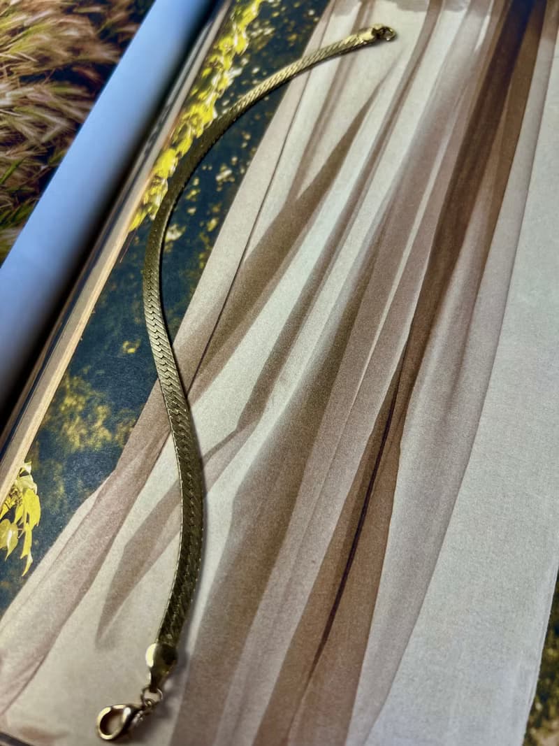 Vintage 18k Gold Filled Herringbone Chain Bracelet