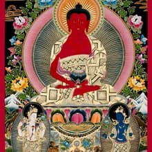 阿彌陀佛  原創手繪紅佛 | 冥想藝術畫 | 西藏唐卡