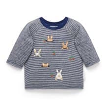 澳洲Purebaby有機棉男童裝長袖上衣12M~5T 深藍條紋