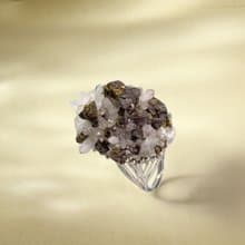 白水晶共生金屬礦 活口戒指 隨形原石標本 礦物手工指環 S925銀