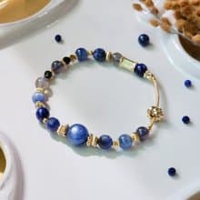 青鳥 | 藍晶石 灰月光 順暢溝通之石 天然水晶手鍊 彈性鍊