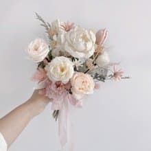 Flora Flower新娘永生花捧花-韓系粉色