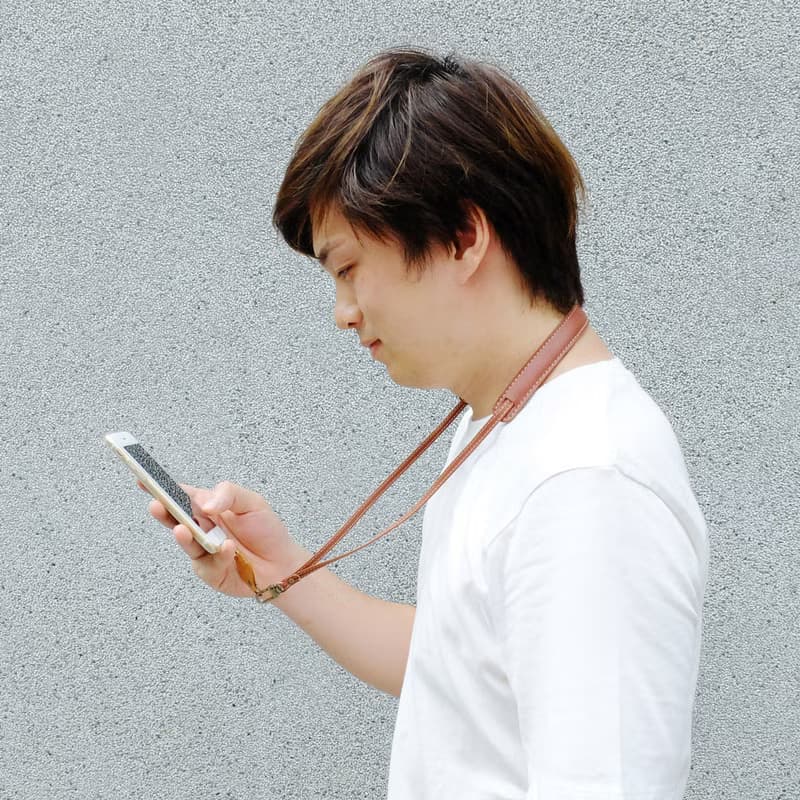 【情人禮物】手工皮革減壓手機掛繩-頸繩款