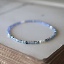 彈性手環 藍磷石 坦桑石 天然珍珠 - 好成績 -
