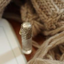 老雜貨老又好古董珠寶 法國純銀雕花小玻璃香水罐 w37
