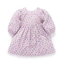 澳洲Purebaby有機棉女童長袖洋裝/童裝裙 12M-5T 粉紫碎花