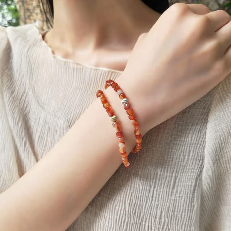 サードニクス・カーネリアンの一連ブレスレット　金蓮花