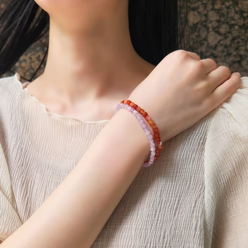 サードニクス・カーネリアンの一連ブレスレット　金蓮花