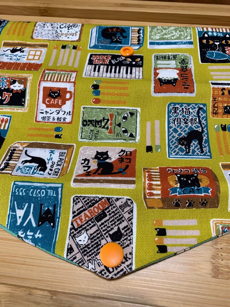 文青風環保純棉筷袋 黑貓食堂 卡其黃 日本 潮物 收納 手作餐具袋