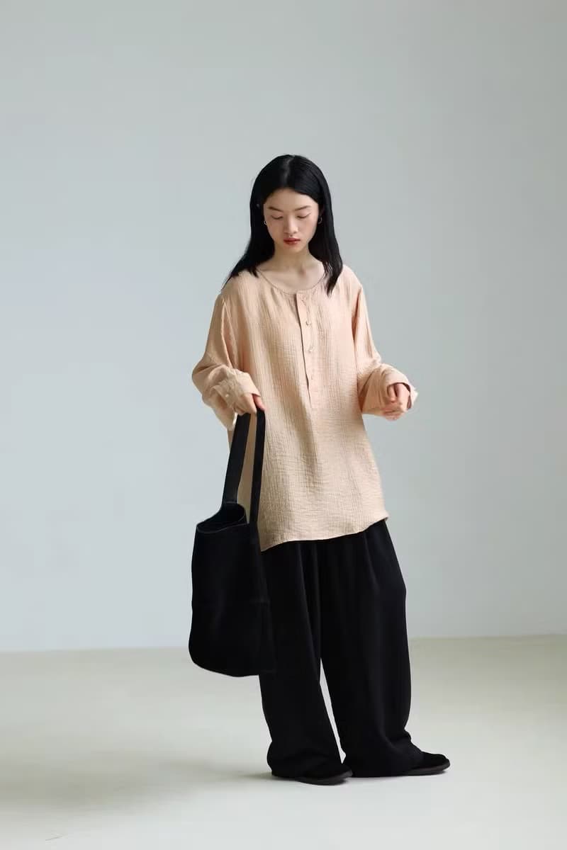 3rd italian cotton silk blouse三天堂意產絲綿三文魚色上衣