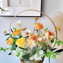 海藏設計│遇見森林。生生不息黃綠永生金環桌花。 開幕送禮 升遷