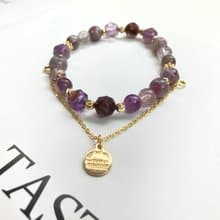 提升人緣 個人魅力 紫幽靈梅花碧璽超七水晶手鍊配可拆式配鏈