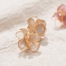 【曇花-奶油金】貼耳式耳環 | 水晶花飾品