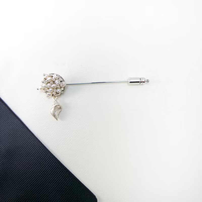 和風珍珠胸針 手工訂作 純銀飾物 海螺 你想說些什麼 情人節禮物
