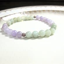 手鍊 珠串設計 岫玉+淺紫水晶+925銀/淡雅雙色小手鍊