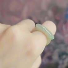 福利品•特色•招財|冰糖雪梨飄花馬鞍戒圈|緬甸A貨翡翠戒指#11.5