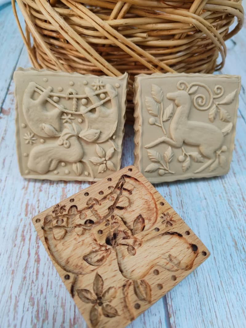 Double-sided cookie stamp with Christmas drawings