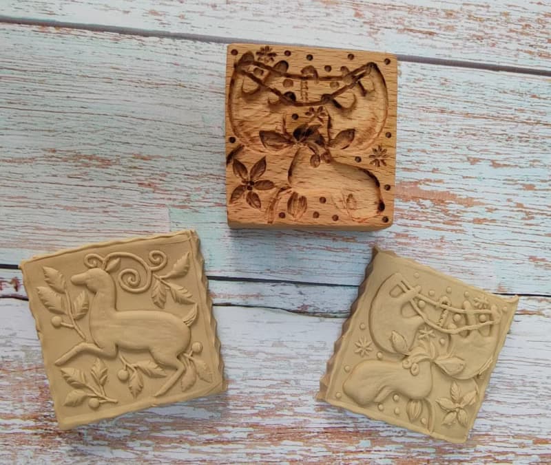 Double-sided cookie stamp with Christmas drawings